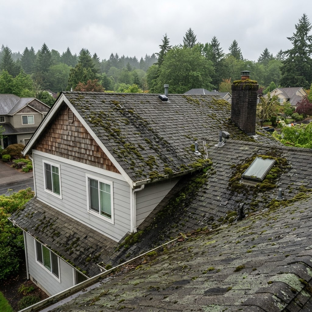 Roof Moss Removal before cleaning