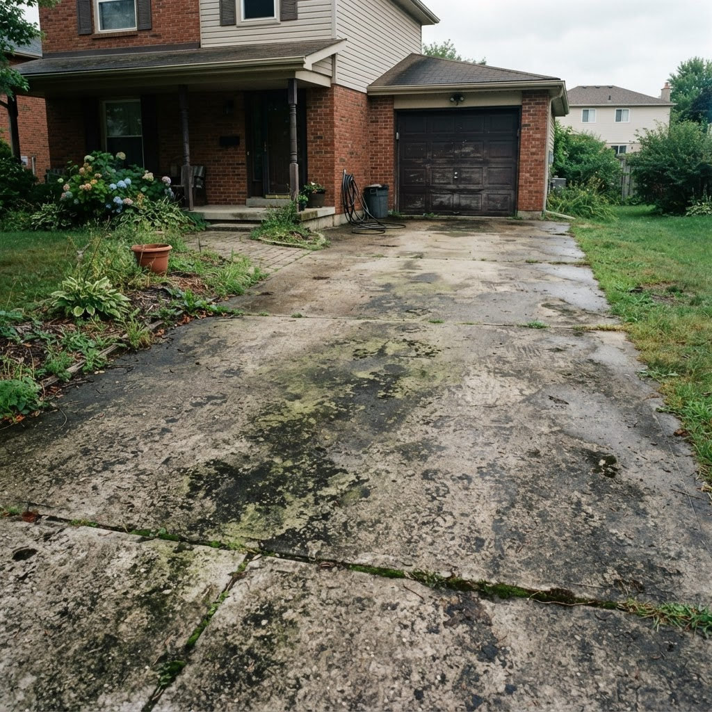 Driveway Pressure Washing before cleaning