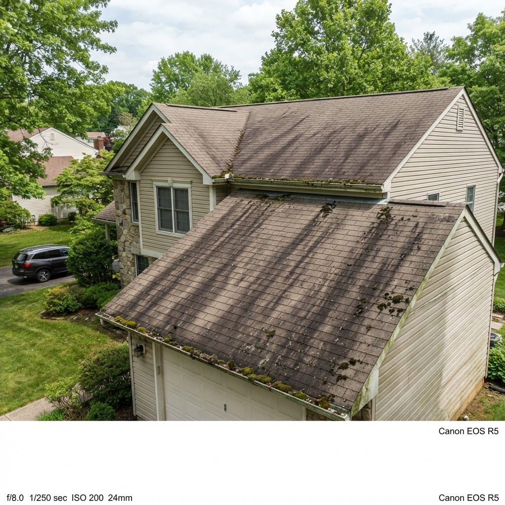 Roof Algae & Streak Cleaning before cleaning